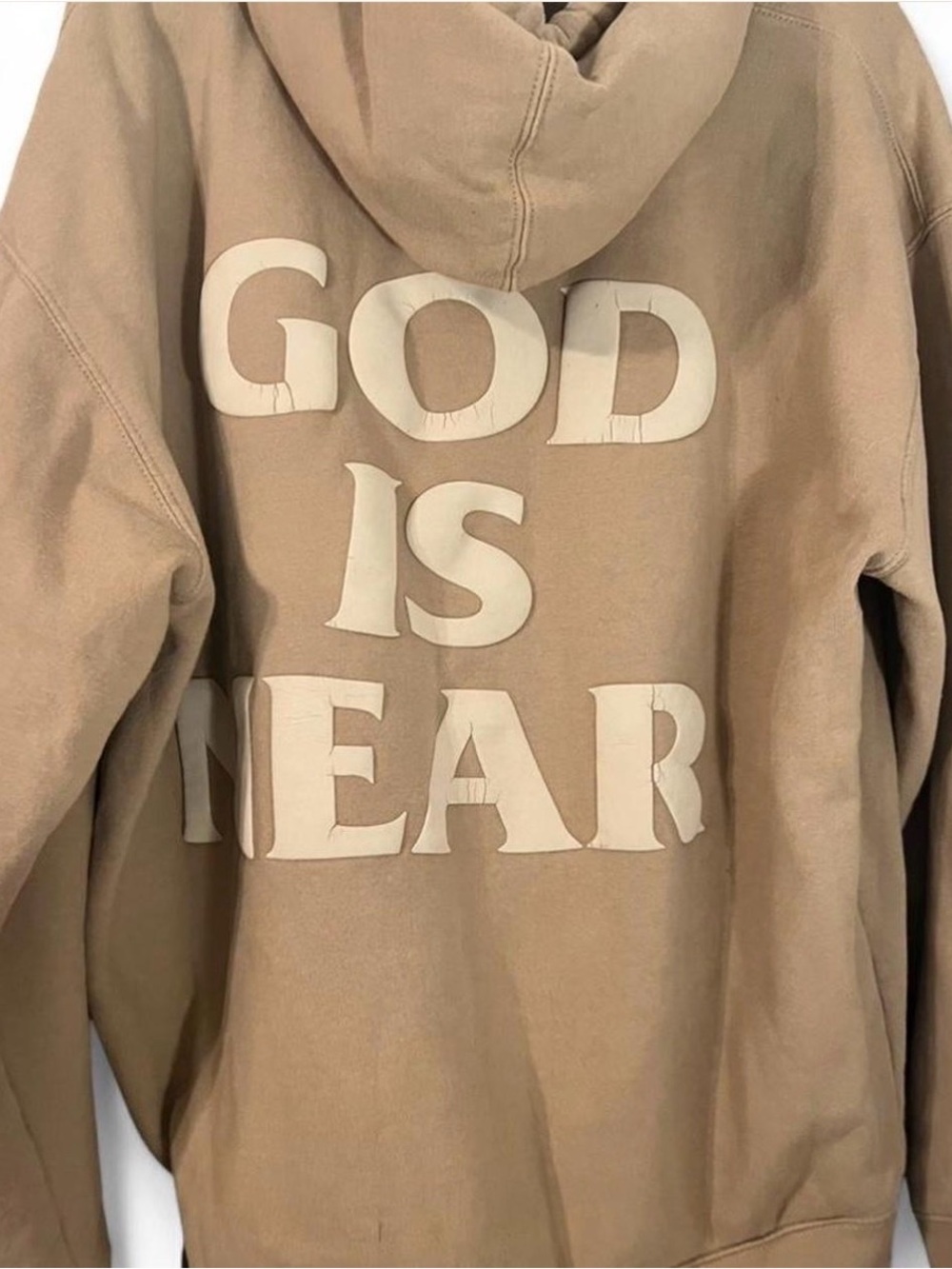 Unbranded 'God Is Near' Beige Pullover Hoodie